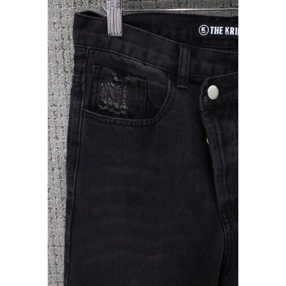 The Kript Jeans Womens Small S Black Faded Straight Distressed Baggy Fit Cotton - Picture 5 of 10